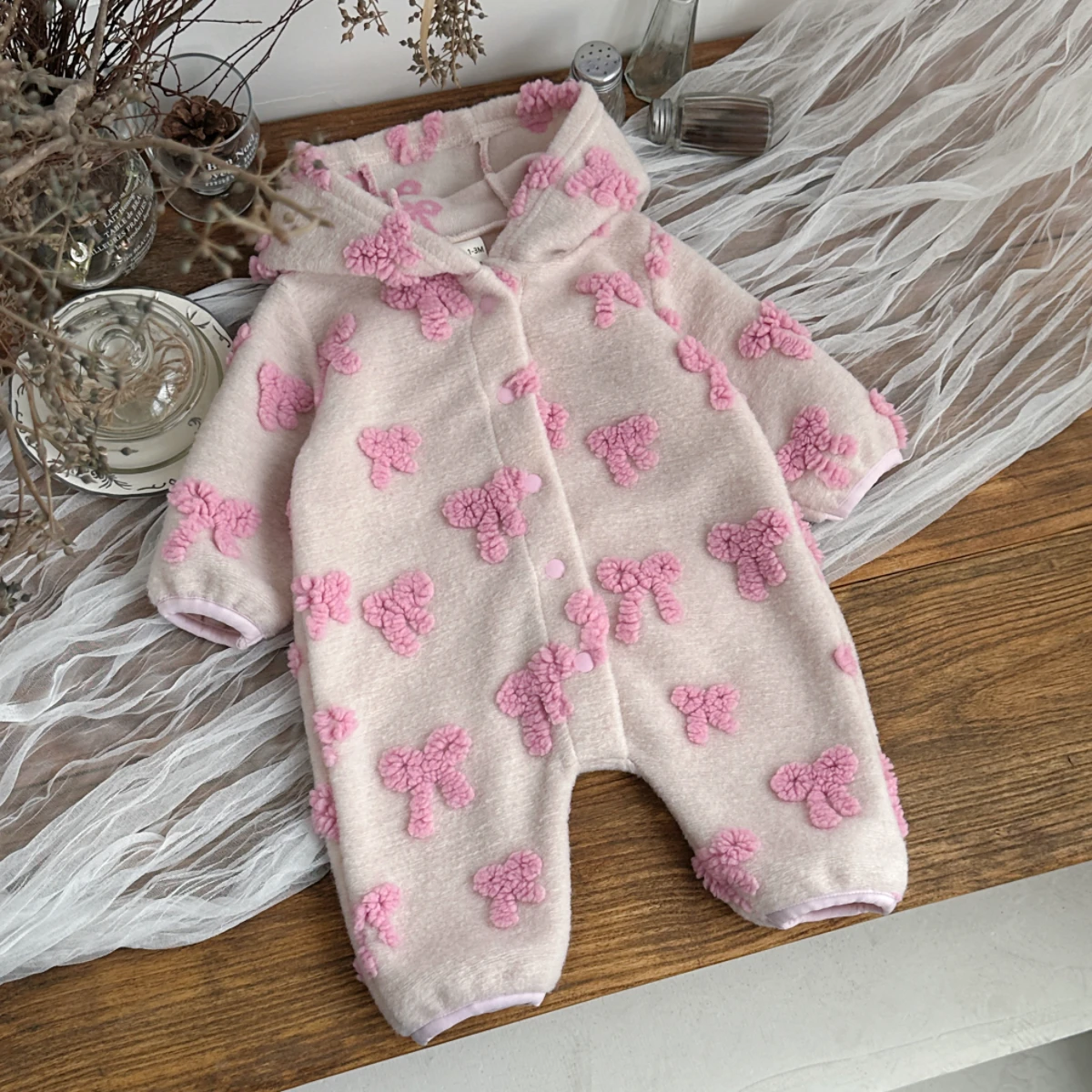 Baby Girls Hooded Romper 3D Bo - đánh giá và giá Newborn Baby Girl Romper Floral