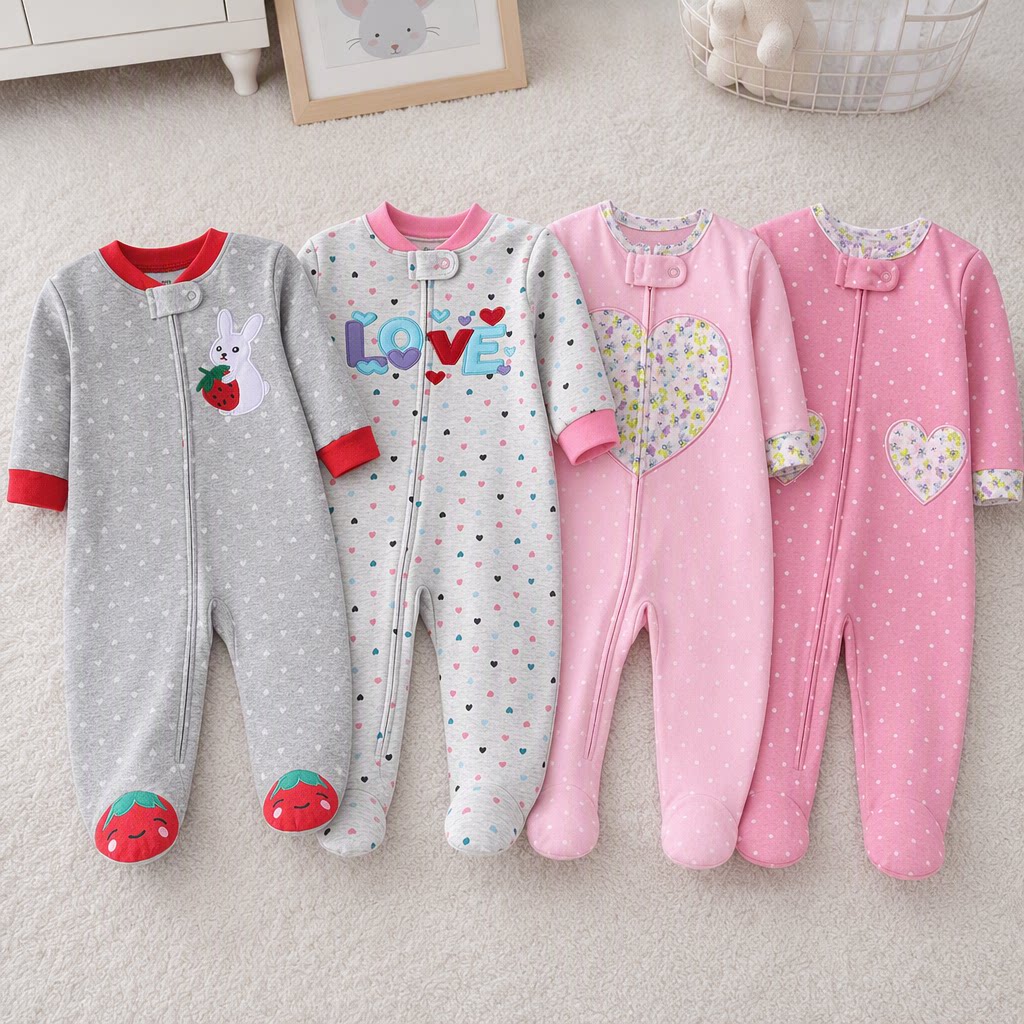 Newborn Girls Double-sided Cot - đánh giá và giá Cotton Baby Onesies Zipper